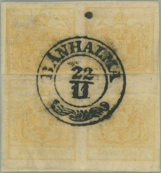 1850 Ferch.1HPIa, Coat of arms 1 Kr yellow / orange, 2x horizontal ...