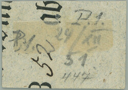 1850 small cut square with Ferch.1HPI + 2HPIa, Coat of arms 1 Kr ...