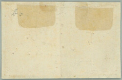 1850 small cut square with Ferch.1III + 2IIIa, Coat of arms 1 Kr ...