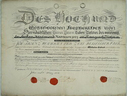 1828 MYSLIVECKY DIPLOMA / issued in the name of Wilhelm Bubnik, son ...