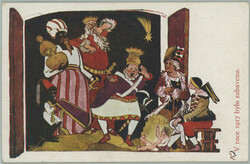 1920 Merry Christmas, caricature with additional-printing V year 1917 ...