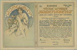 1925 MUCHA Alfons (1860-1939), ticket Raffle lottery Comenius; small ...