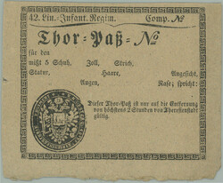 1800? TEREZIN / PROPUSTKA / unfilled pass from Terezin fort on 2 ...