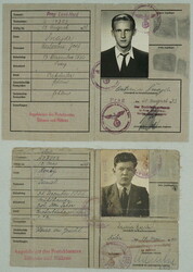 1941-1943 PROTECTORATE BOHEMIA-MORAVIA / Kennkarte + Arbeitsbuch - 2x ...