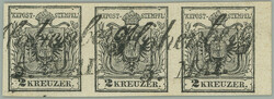 Ferch.2III HP, Coat of arms 2 Kreuzer black, horiz. (marginal) strip ...