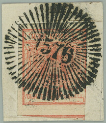 1850 POSTMARK ZNAIM / Ferch.2, Coat of arms 3 Kreuzer red, type III, ...