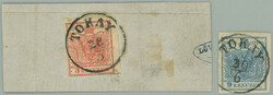 1852 TOKAY DURCHSTICH / small cut square with stamp Ferch.2HP IIIa, ...