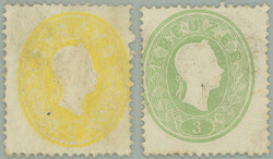 1860-1861 ANK.18a, 19a, Franz Joseph I. 2 Kreuzer light yellow and 3 ...