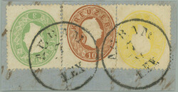 1861 small cut square with tricolour franking Franz Joseph I. ...