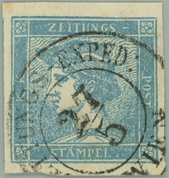 1851 ANK.6Ib, Blue Mercury with cancel. WIEN ZEITUNGS EXPED, ...