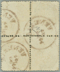 1863 Sass.36, Coat of arms 2Sol yellow, block of four with print ...