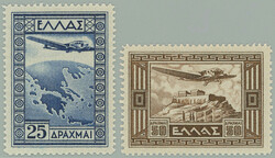 1933 Mi.367-368, Airmail 25Dr and 50Dr; very fine highest value, as ...