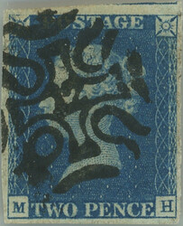 1840 SG.8, TWO PENCE BLUE, printing plate 2 with numeral Maltesse ...