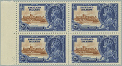 1935 SG.140I, block of four Silver Jubillee 2½P, on 3 pos. RE-ENTRY ...