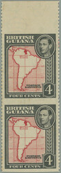 1938-1952 SG.310a, marginal vertical pair George VI. 4c Map, OMITTED ...