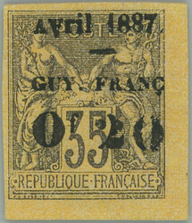 1887 Yv.4, overprint Allegory 0.20/35C AVRIL 1887; very fine example ...