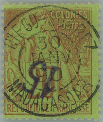 1890 Yv.4a, overprint Allegory 15C/20C, overprint INVERTED; fine ...
