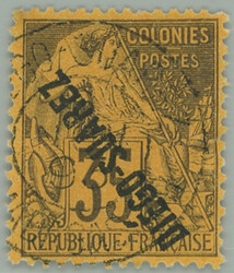 1892 Yv.22a, overprint Allegory 35C, overprint INVERTED; VF used, exp ...