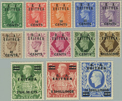 1950 BRITISH OCCUPATION / SG.E13-E25, George VI. ½P - 10Sh with ...