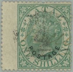 1870 SG.58, Victoria 1Sh green with black overprint POSTAGE; fine ...