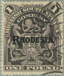 1919-1912 SG.113, overprint £1 grey-violett, overprint RHODESIA; ...