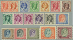 1954-1956 SG.1-15, Elizabeth II. ½P - £1; complete set incl. types ...