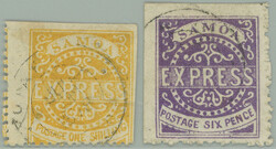 1877-1880 SG.7, 17, Samoa Express 1Sh printing stage B (2nd state), ...