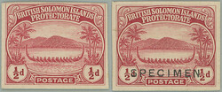 1908 SG.8, 2x imperforated PLATE PROOF Rowing boat ½P in red color ...