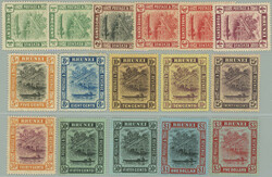 1908-1922 SG.34-47, Brunei River 1c - $5; complete set, incl. shades ...
