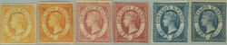 1859 Brit. occupation / SG.1-3, 2 pcs of ½P orange, 1P blue, 2P ...