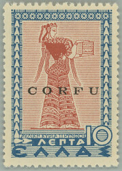 1941 CORFU / Sass.20A, Greek stamp Mythology 10L with overprint CORFU ...