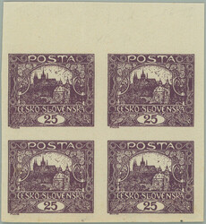 Pof.11 STs+p, 25h violet, block of four with upper margin, plate 1, ...