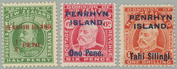 1914-1915 SG.19-23, stamps with overprint of NZ Edward VII. ½P - 1Sh ...
