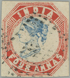 1855 SG.25, Victoria 4A blue / red, full margins; very fine used ...