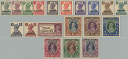 1947 SG.1-19, George VI. 3P - 25R, overprint PAKISTAN; fine, mainly ...