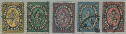 1879 Mi.1-5, Coat of arms 5C - 1Fr, complete used set, c.v.. 500EUR