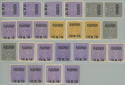 1918 AIRMAIL STAMPS FLUGPOST / Pof.P225-227, selection of 24 pcs of ...
