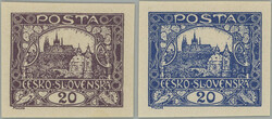 PLATE PROOF 2x palte proof of the value 20h in violet and blue color, ...