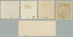 PLATE PROOF comp. 5 pcs of proof printings: 15h in violet color on ...
