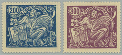 Pof.174A+175A, 200h blue type II + 300h violet type III., both line ...