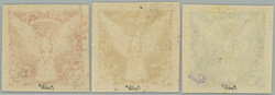 1918 PLATE PROOF Pof.NV8, Falcon in Flight (issue) 100h, comp. of 3 ...