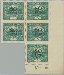 Pof.SO3A plate mark, Hradcany 5h dark blue-green, comb perforation ...