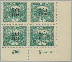 Pof.SO3Ca plate mark, Hradcany 5h dark blue-green, comb perforation ...