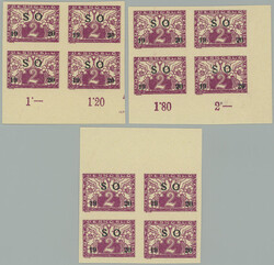 Pof.SO26a, Express stamp 2h violet, black Opt, comp. of 3 marginal ...