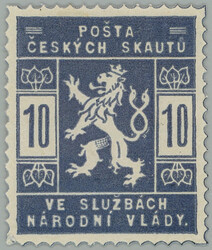 1918 PLATE PROOF values 10h in/at grey-blue color; hinged, exp. Vrba