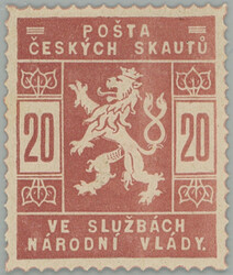 1918 PLATE PROOF values 20h in light red-brown color; lightly hinged, ...