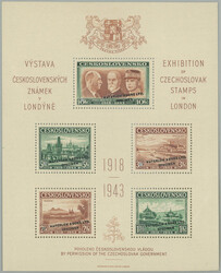 1943 PLATE PROOF London MS in/at green and brown color on stamp paper ...