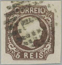 1856 Mi.9, Pedro V. 5R; wide margins, cat. min. 100EUR