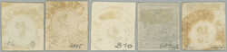 1850 ANK.1-5, Coat of arms 1Kr-9Kr, various papers and types, nice ...