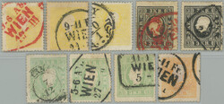 1858 Mi.10-12, selection of 9 stamps, values Franz Joseph I. 2 ...